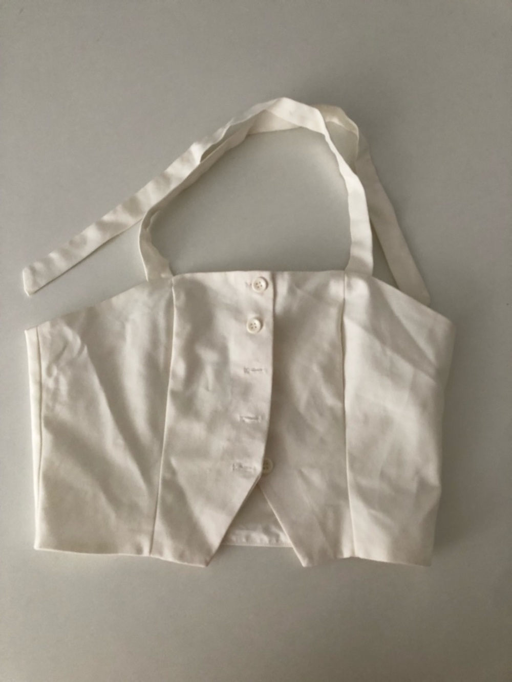 Women's Ivory Button Front Corset Halter Crop Top